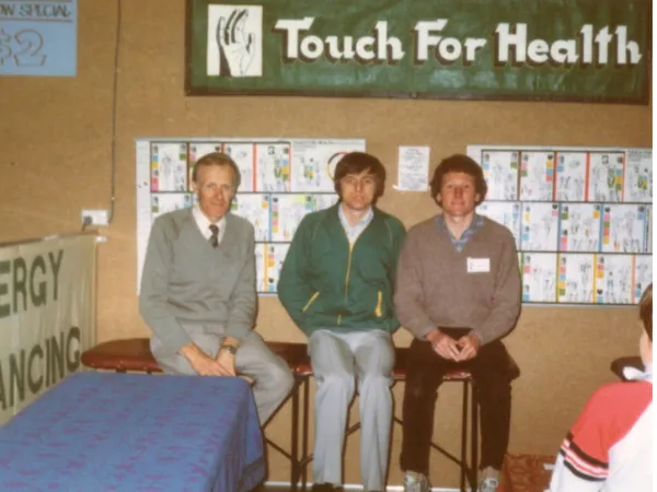 Philip Rafferty and Michael Wild at an early Touch For Health expo, 1984
