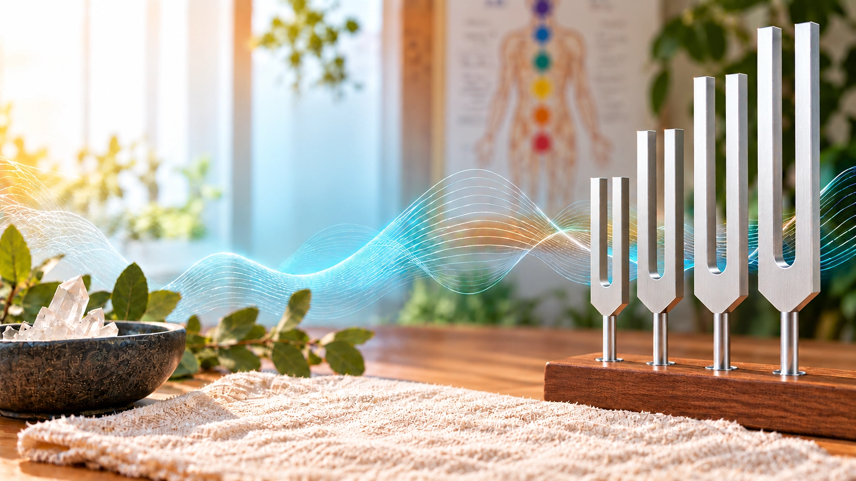 Set of tuning forks for sound healing and kinesiology