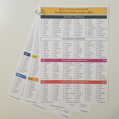 Five Element & Meridian Emotions A4 Chart Set